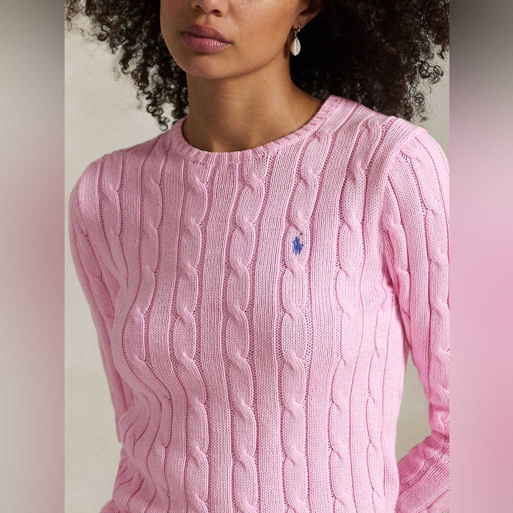 Ralph Lauren | Pink 100% Cotton Cable Knit Sweater L